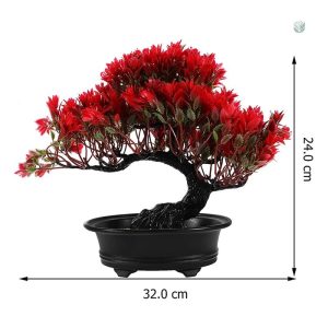 Plante artificielle de type bonsaï en couleur rouge