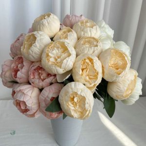 Bouquet de 10 pivoines artificielles en couleurs variées
