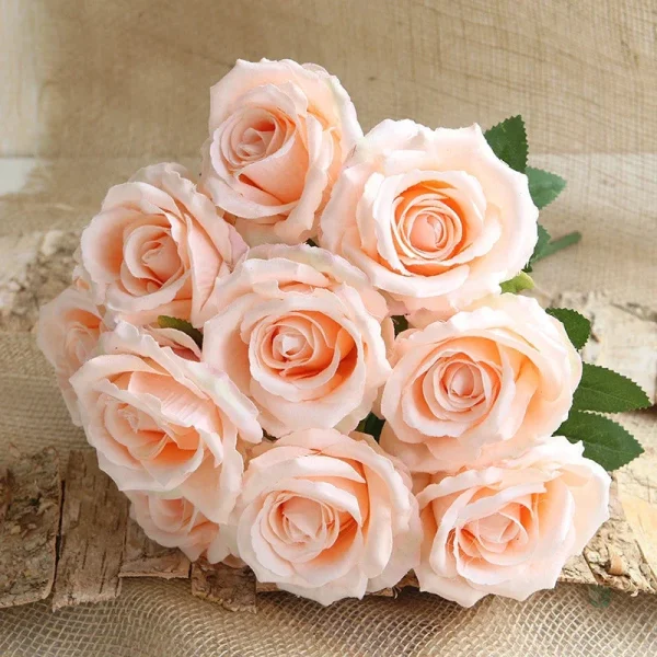 Bouquet de fleurs artificielles, roses en tissu