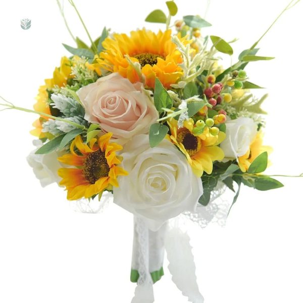 Bouquet de mariée en fleurs synthétiques raffinées
