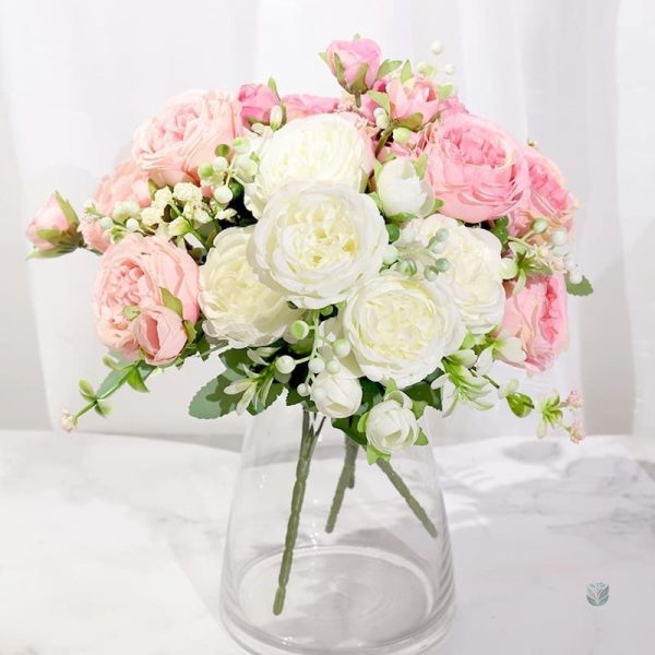 Bouquet de pivoines artificielles en fleurs colorées