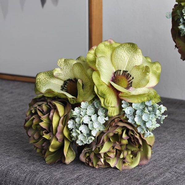 Fleurs artificielles : bouquet de pivoines et anémones