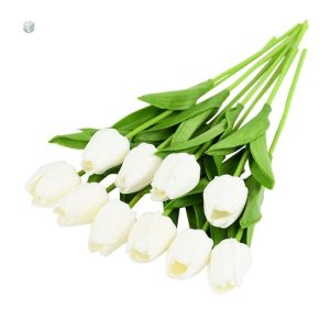 Arrangement floral élégant de tulipes blanches synthétiques