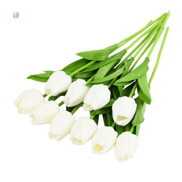 Arrangement floral élégant de tulipes blanches synthétiques