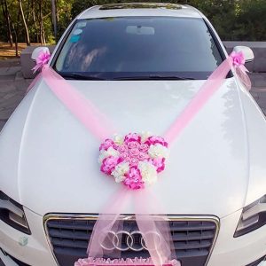 Arrangement floral pour voiture, décoration nuptiale raffinée