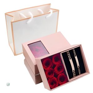 Bracelets couples avec coffret rose éternelle inclus