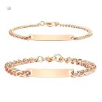 Cadeau personnalisé : bracelets pour couple et rose éternelle