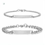 Bracelets assortis pour couple, accompagnés de rose éternelle