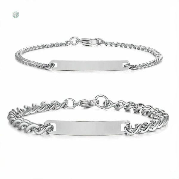 Bracelets assortis pour couple, accompagnés de rose éternelle