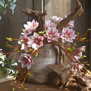 Branche de Magnolia artificielle en fleurs