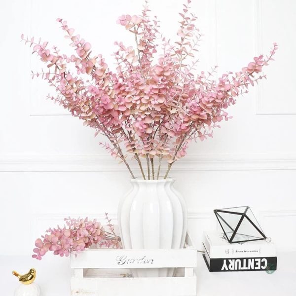 Branche d'Eucalyptus Rose Artificielle