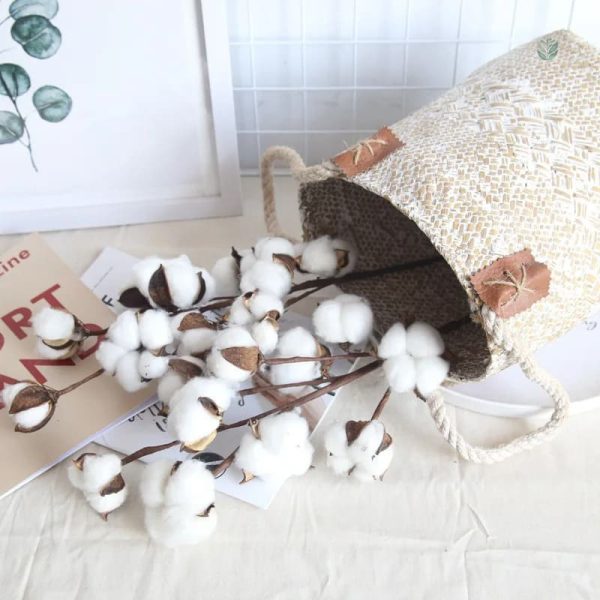 Branche de coton artificielle décorative pour intérieur