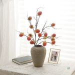 Branche de fruit kaki artificielle décorative