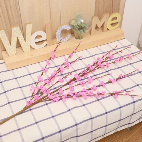 Branche décorative en plastique avec fleurs colorées