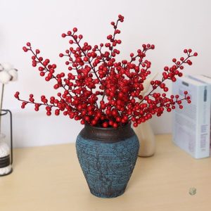 Branches de baies rouges artificielles en décoration