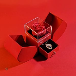 Coffret Rose Éternelle avec Bijoux