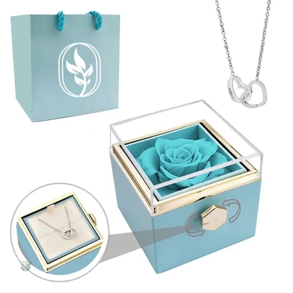 Coffret contenant une rose et un collier