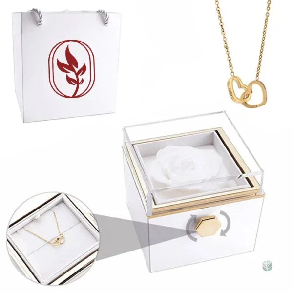 Cadeau spécial : rose éternelle et collier