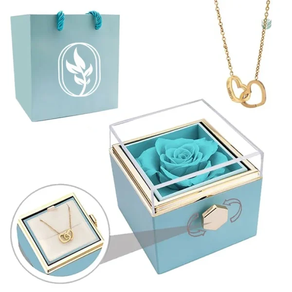 Coffret surprise : rose et collier gravé