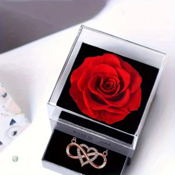 Collier infini avec rose éternelle pour la Saint Valentin