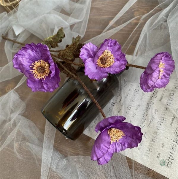 Fleur vintage en tissu, coquelicot