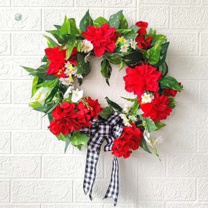 Couronne de Géranium Rouge décorative pour intérieur