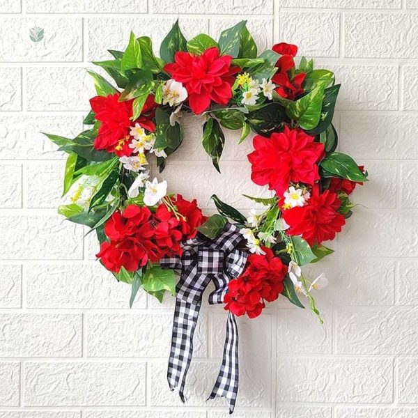 Couronne de Géranium Rouge décorative pour intérieur