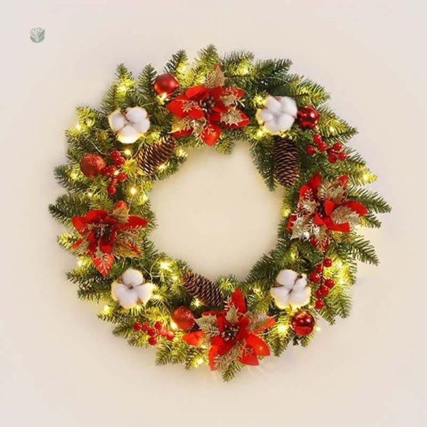 Couronne de Noël lumineuse décorative pour les fêtes