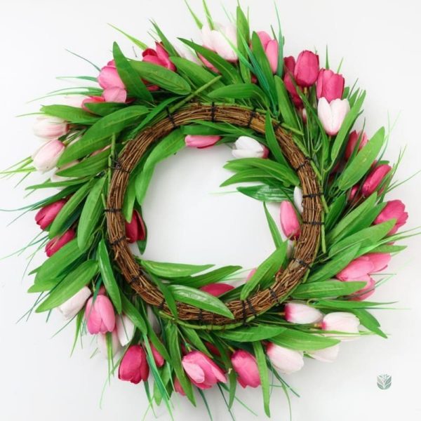 Couronne florale de tulipes à suspendre ou poser