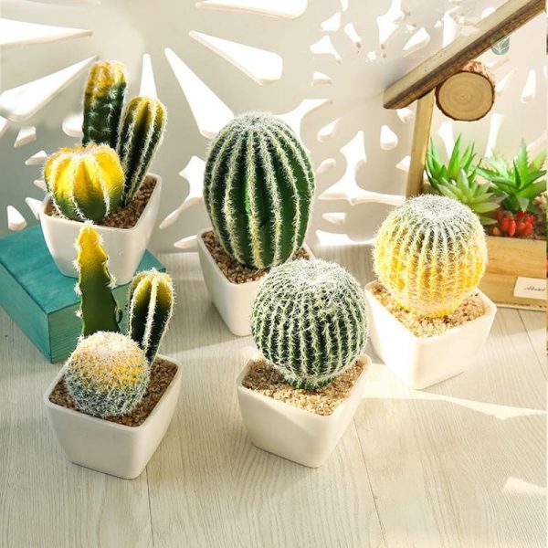 Faux cactus en pot décoratif pour intérieur