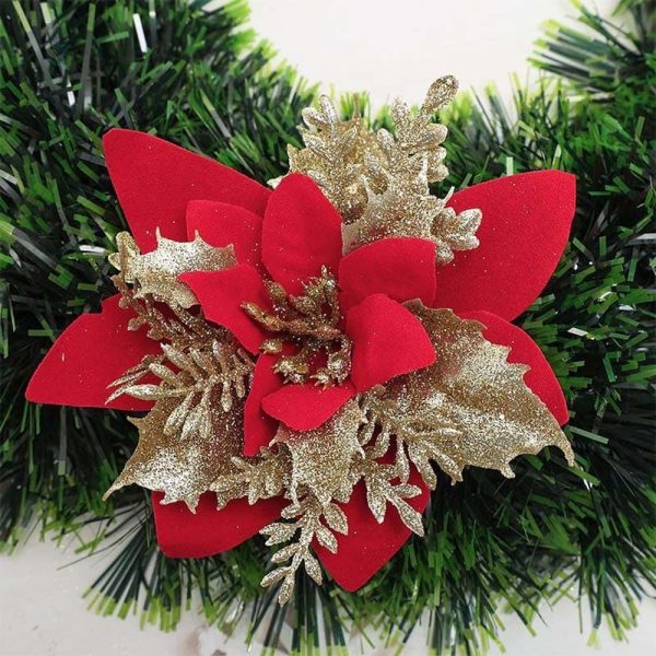 Fleur de Noël avec tiges flexibles pour un placement facile
