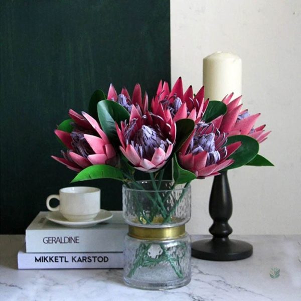 Fleur Protea artificielle en couleur vibrante