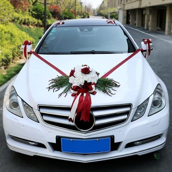 Fleur voiture mariage champêtre décorative