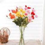 Fleurs artificielles coquelicots en tissu rouge