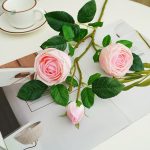 Fleurs artificielles roses réalistes pour décoration intérieure