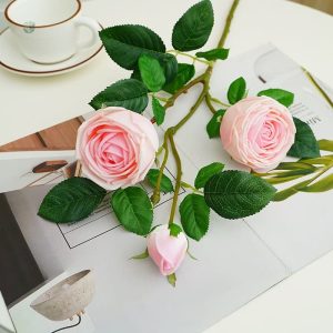 Fleurs artificielles roses réalistes pour décoration intérieure