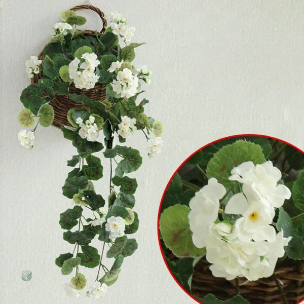 Plantes artificielles, géraniums vibrants, style moderne