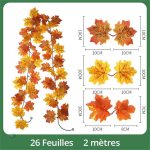 Guirlande élégante en feuilles d'érable synthétiques