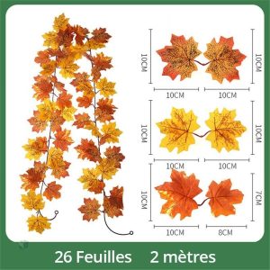 Guirlande élégante en feuilles d'érable synthétiques