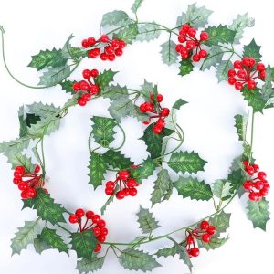Plantes artificielles : guirlande de houx pour Noël