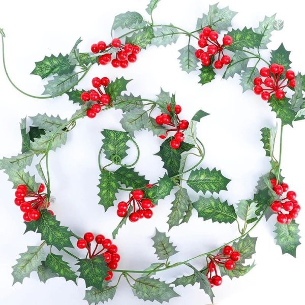 Plantes artificielles : guirlande de houx pour Noël