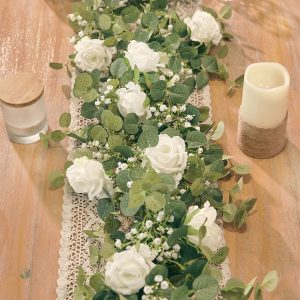 Guirlande blanche en fleurs synthétiques pour intérieur