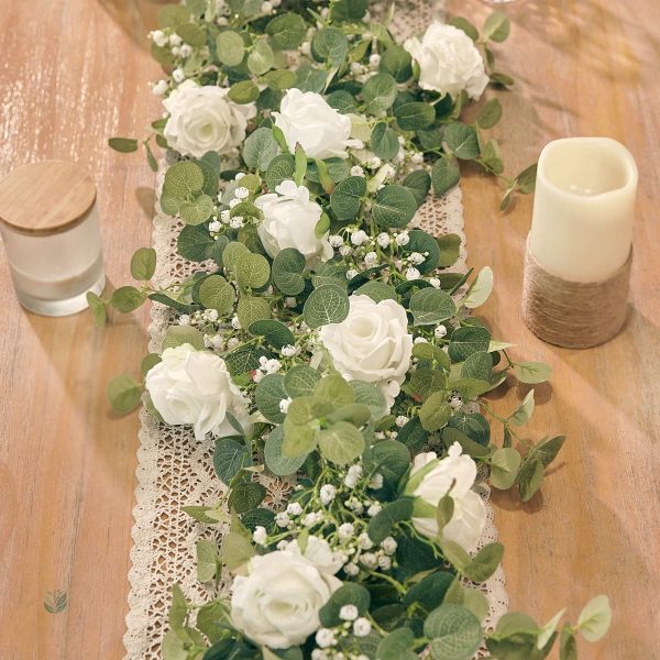Guirlande blanche en fleurs synthétiques pour intérieur