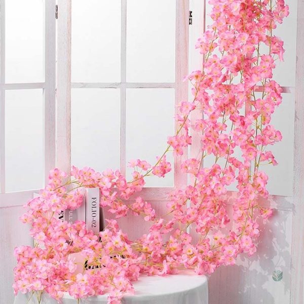 Élégante guirlande de fleurs en tissu de cerisier