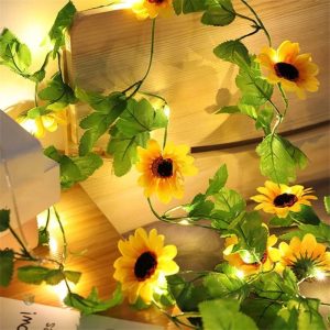 Guirlande lumineuse fleurs artificielles décoratives