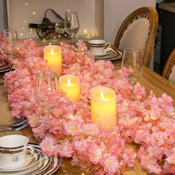 Guirlande lumineuse avec fleurs de cerisier pour décoration intérieure