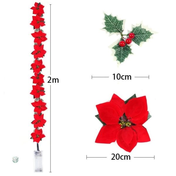 Fleurs artificielles Poinsettia en guirlande colorée