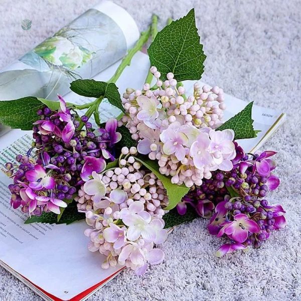 Branche d'hortensia artificiel pour décoration intérieure