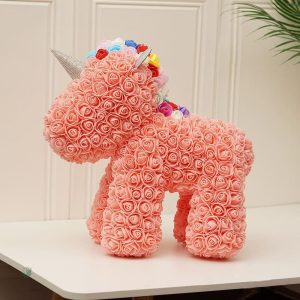 Élégante rose éternelle, motif licorne rose