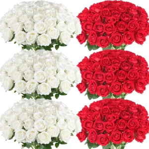 Bouquet de roses synthétiques, facile d'entretien